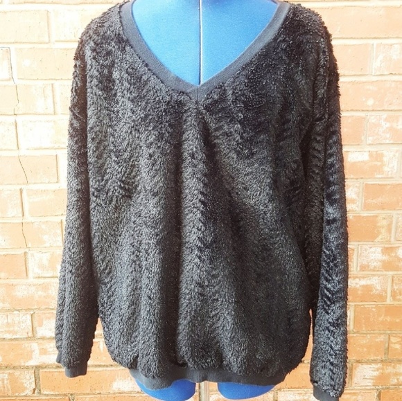 eyelash couture Sweaters - Eyelash Couture faux fur v-neck w/ pockets sweater